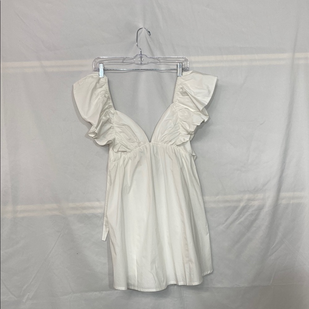 Hello Molly White Dress with Ruffle Detail